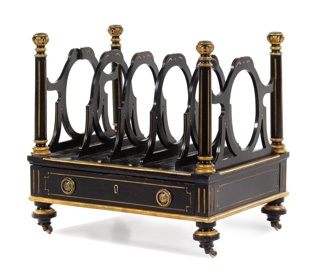 A Continental Ebonized and Parcel Gilt Canterbury (1 of 1)