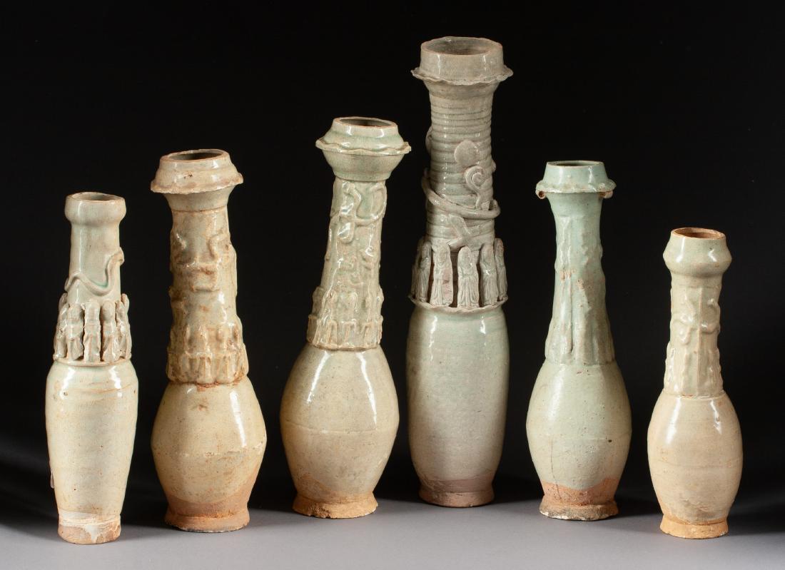 Six Chinese Glazed Pottery Funerary Urns Height of (1 of 1)