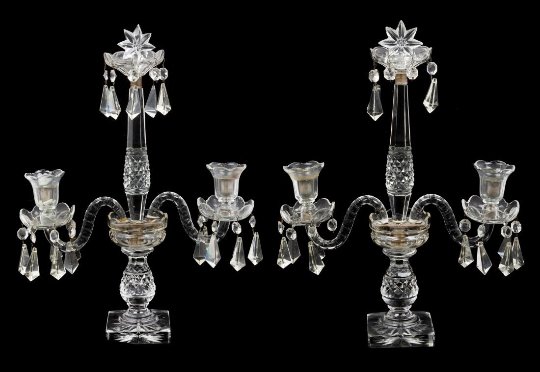 * A Pair of English Cut Glass Two-Light Candelabra (1 of 1)