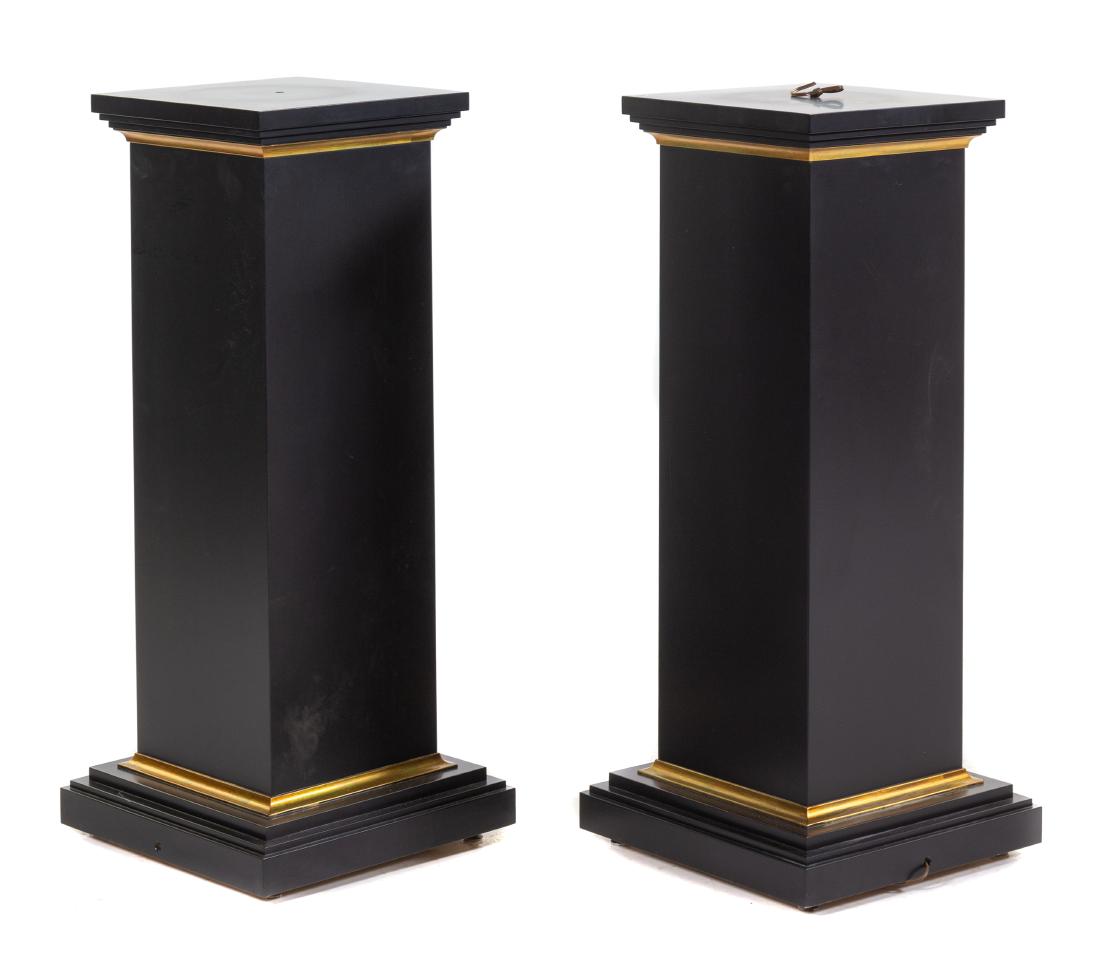 A Pair of Parcel Gilt Ebonized Pedestals Height 40 (1 of 1)