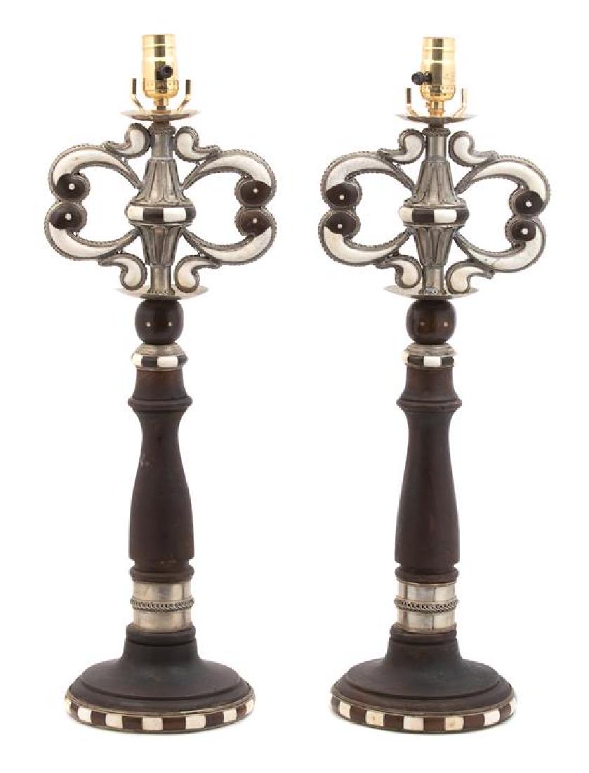 A Pair of Moroccan Inlaid Table Lamps (1 of 1)