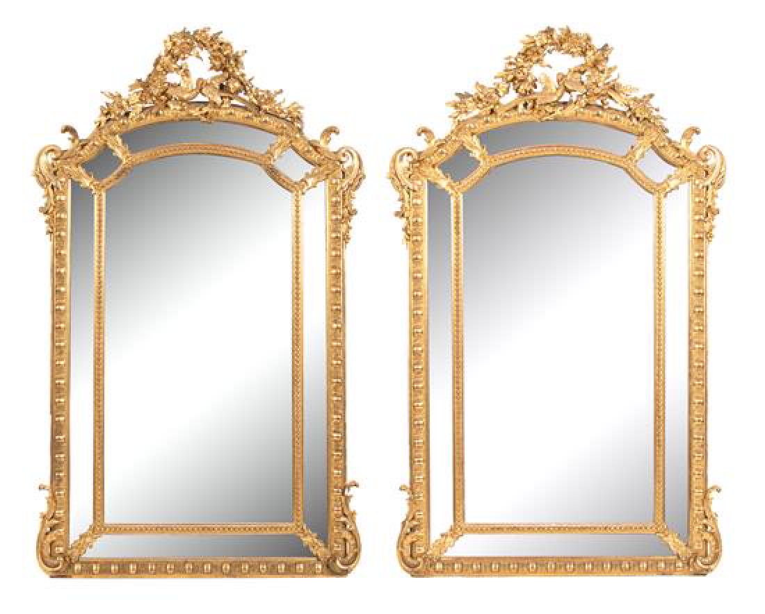 A Pair of Louis XV Style Carved Mirrors (1 of 1)