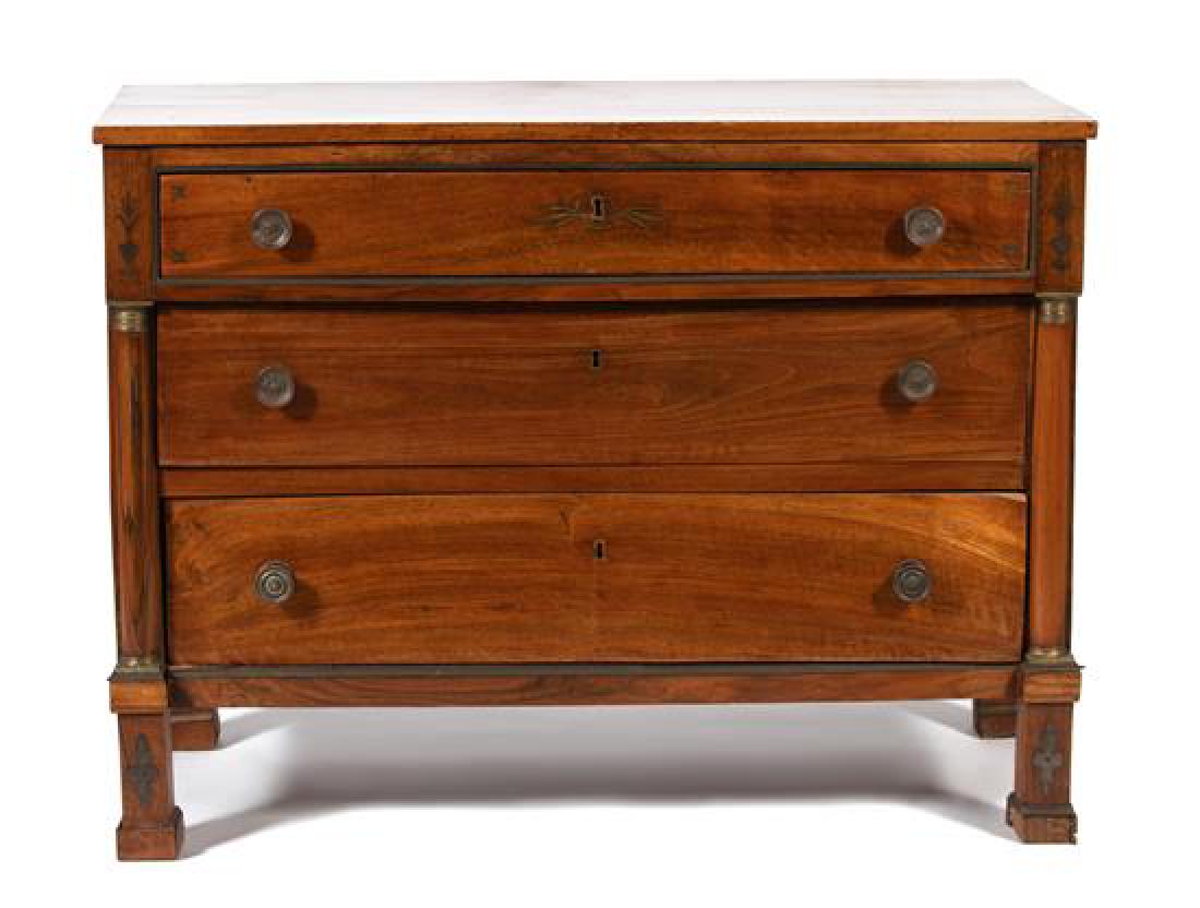 A Pair of French Empire Style Walnut Three Drawer (1 of 1)