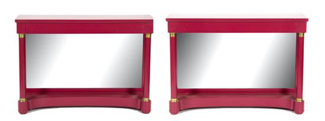 A Pair of Empire Style Brass Mounted Magenta Painted (1 of 1)