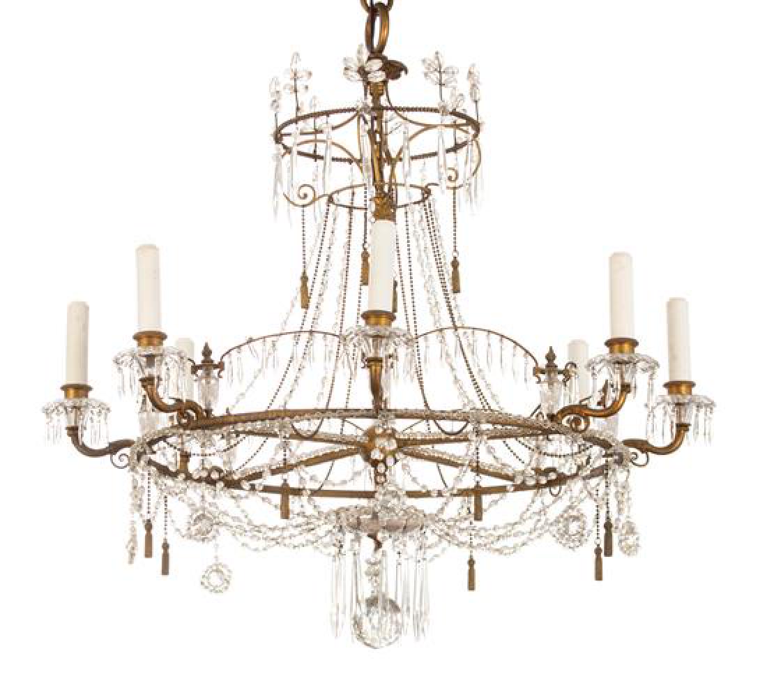 A Regency Style Gilt Metal and Crystal Eight-Light (1 of 1)