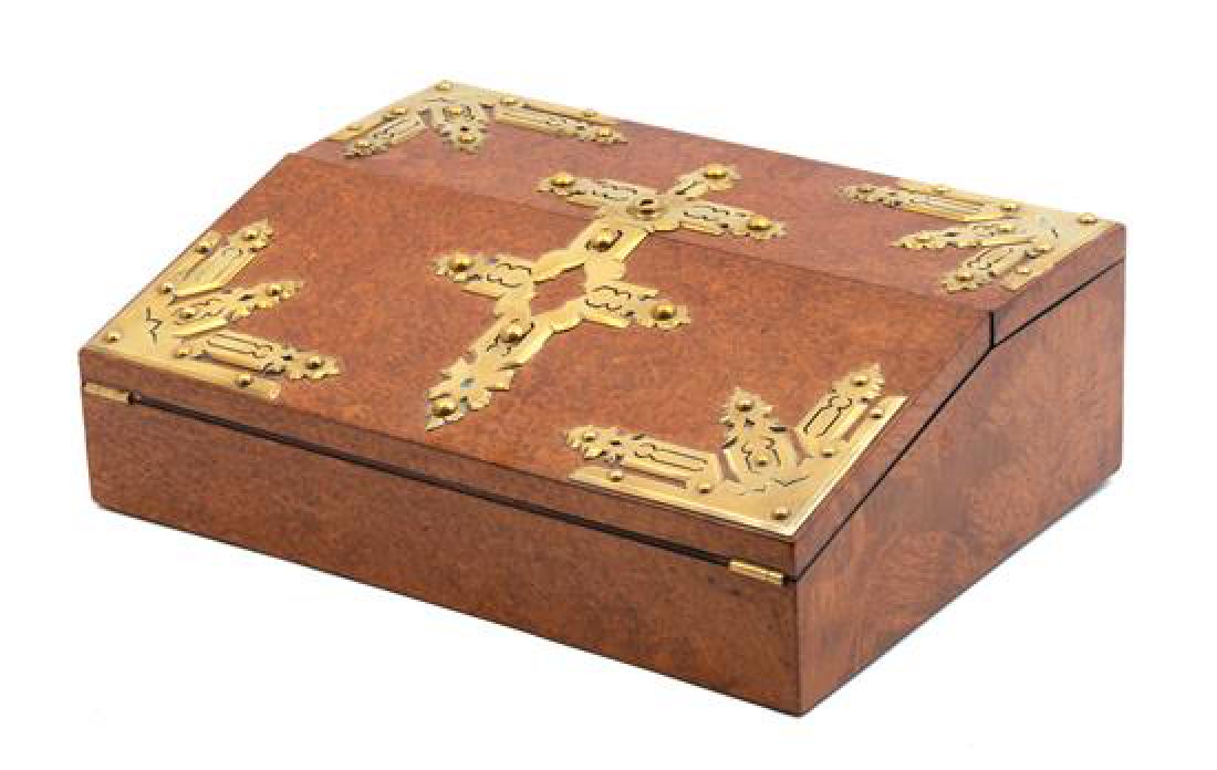 An English Brass Mounted Burlwood Lap Desk (1 of 2)