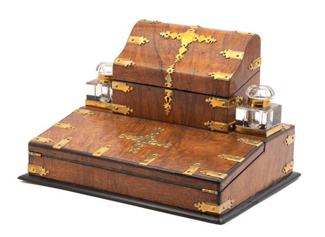 An English Burlwood and Brass Mounted Lap Desk (1 of 2)