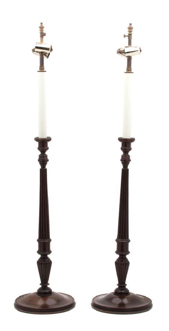 A Pair of English Mahogany Columnar-Form Candlesticks (1 of 1)