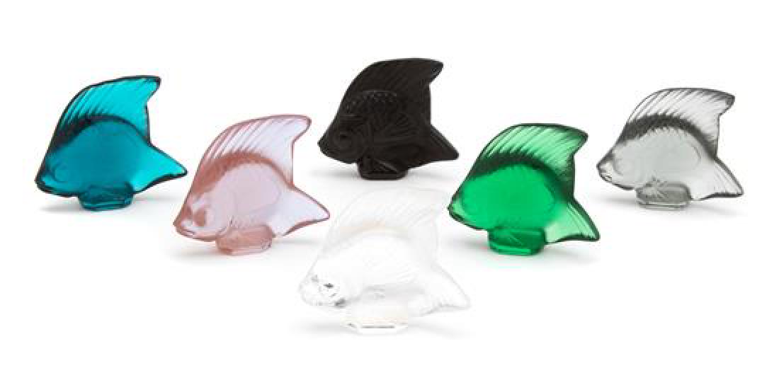 A Group of Six Lalique Colored Glass Fish (1 of 1)