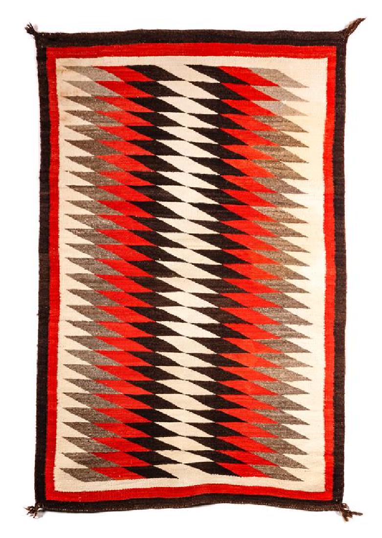 Group of Two Navajo Weavings Serrate Diamonds Largest: (1 of 2)