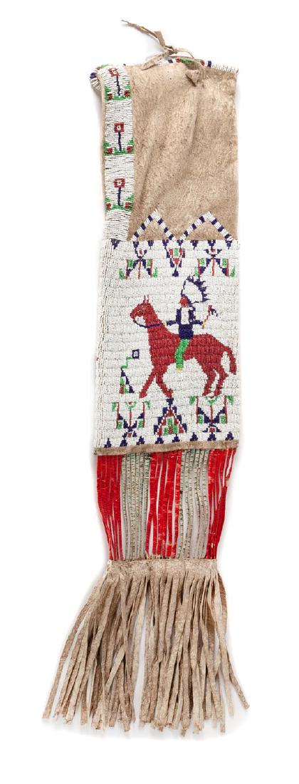 Plains Beaded Pictorial Tobacco Bag Width 18 x length (1 of 1)