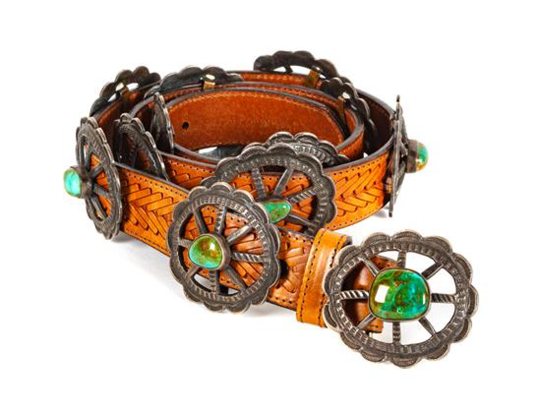 Cast Wagon Wheel Concho Belt Length 41 inches (1 of 2)