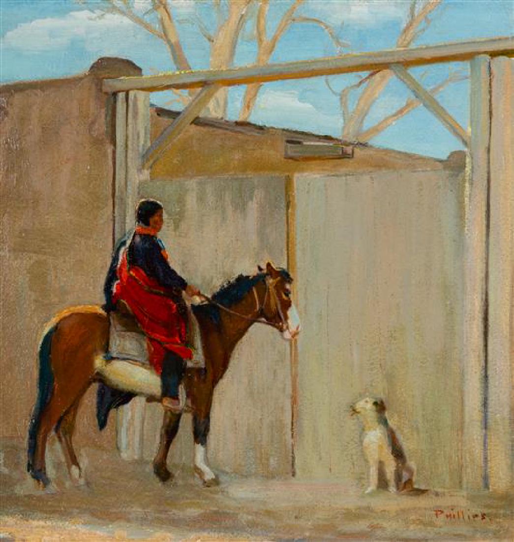 Bert Geer Phillips 14 x 14 inches: Bert Geer Phillips (american, 1868-1956) The Old Gate, oil on board, signed Phillips (lower right) 14 x 14 inches Estimate $10,000-15,000 Property from the Estate of Judge Thomas and Betty Phelps
