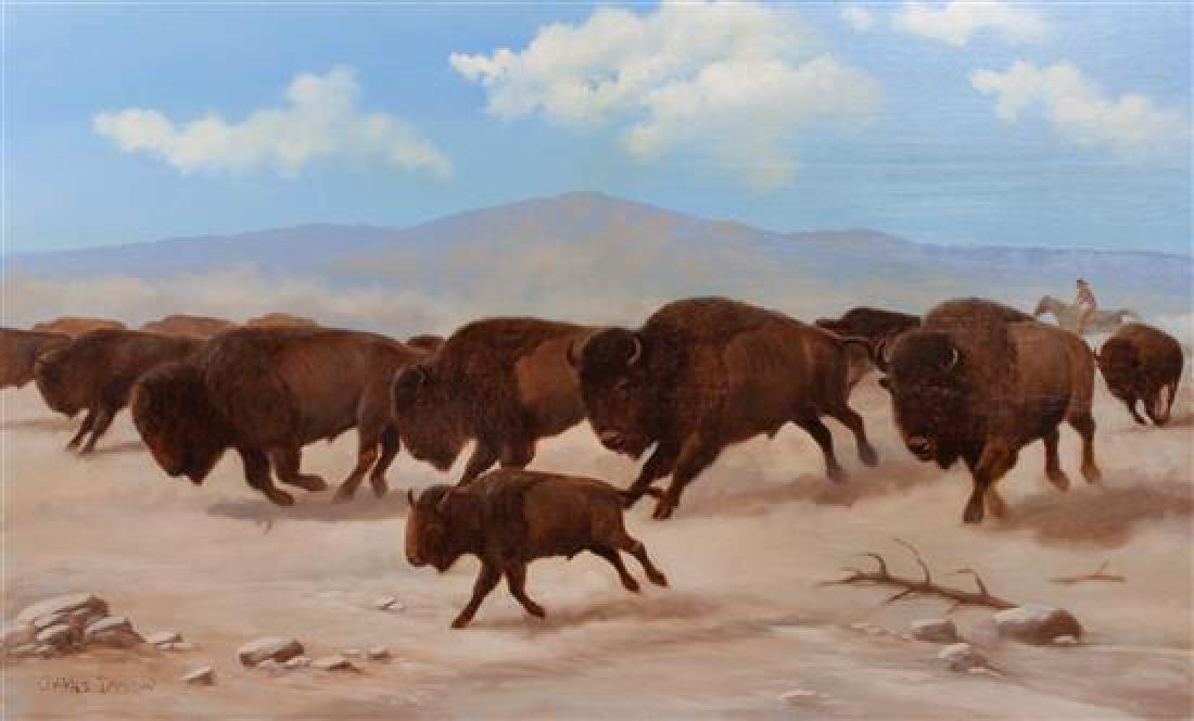 Charles Damrow 18 x 30 inches: Charles Damrow (american, 1916 - 1989) Buffalo Herd, oil on board, signed Charles Damrow (lower left) 18 x 30 inches Estimate $300-500 Property from an Estate, Paradise Valley, AZ