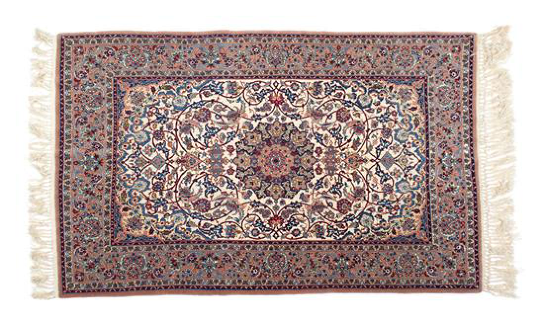 A Hereke Silk Rug 5 feet 4 x 39 inches.: A Hereke Silk Rug 20th century 5 feet 4 x 39 inches. Estimate $400-600 Property from the Collection of M. Anthony Greene, Atlanta, Georgia