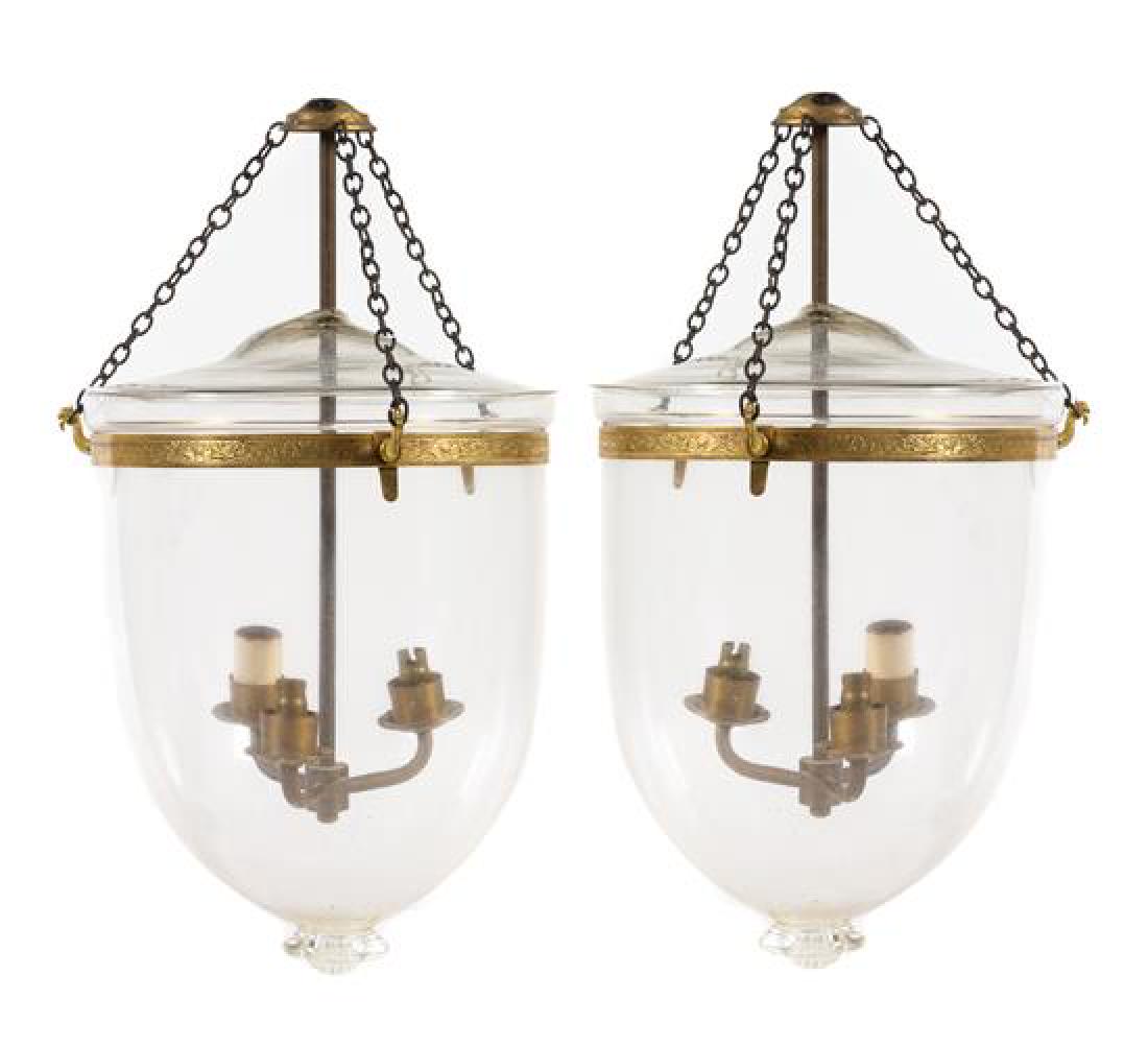 A Pair of Regency Style Gilt Metal and Glass Hall (1 of 1)