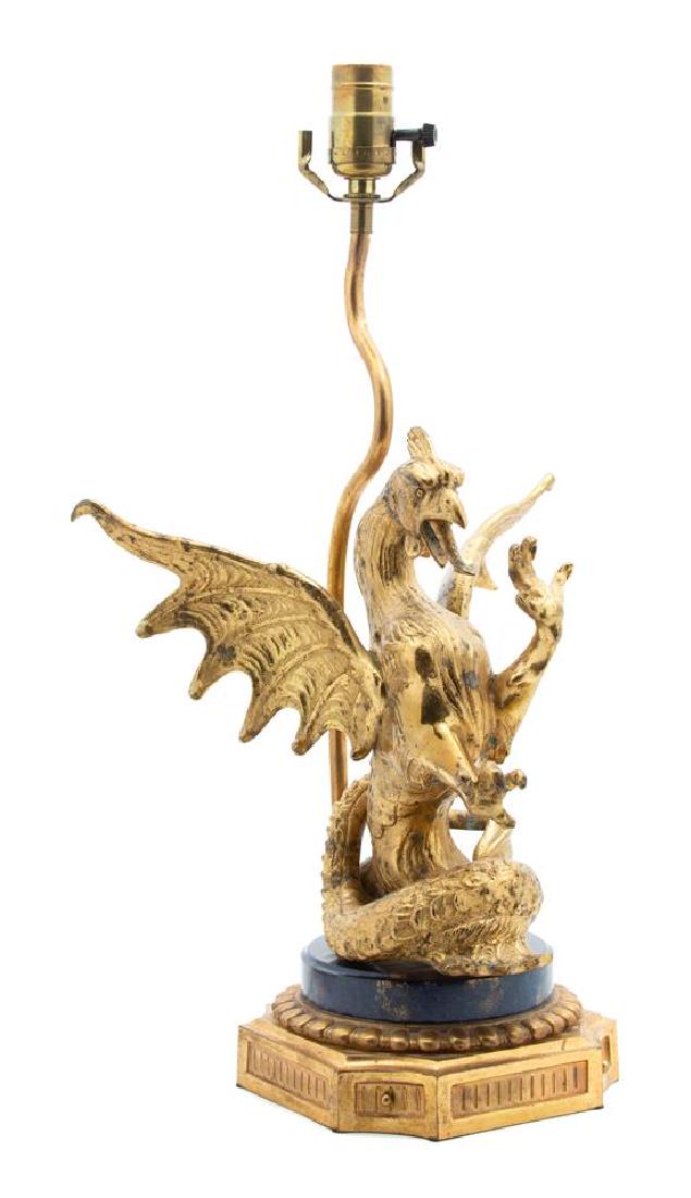 A French Gilt Bronze Hippocamp-Form Table Lamp Height (1 of 2)