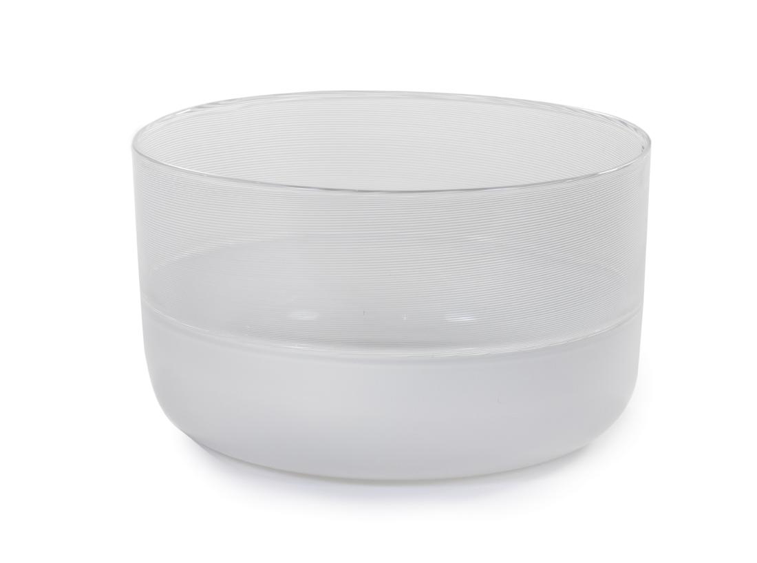 Tapio Wirkkala, (Finnish, 1915-1985), Incalmo Bowl: Tapio Wirkkala (Finnish, 1915-1985) Incalmo Bowl Venini, Italy blown glass opaline glass etched signature to underside Height 4 3/4 x Diameter 8 inches