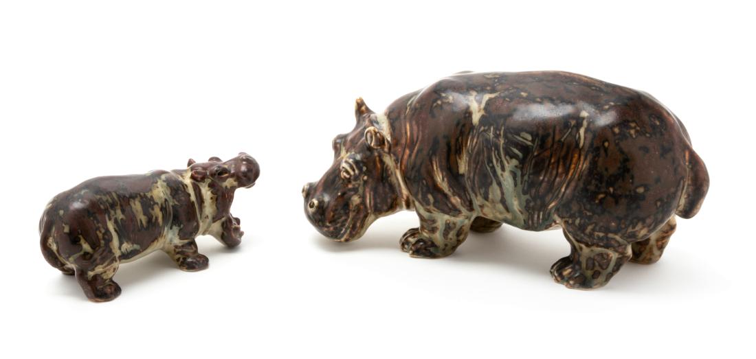 Knud Kyhn, (Danish, 1880-1969), Two Hippo Figures Royal (1 of 2)