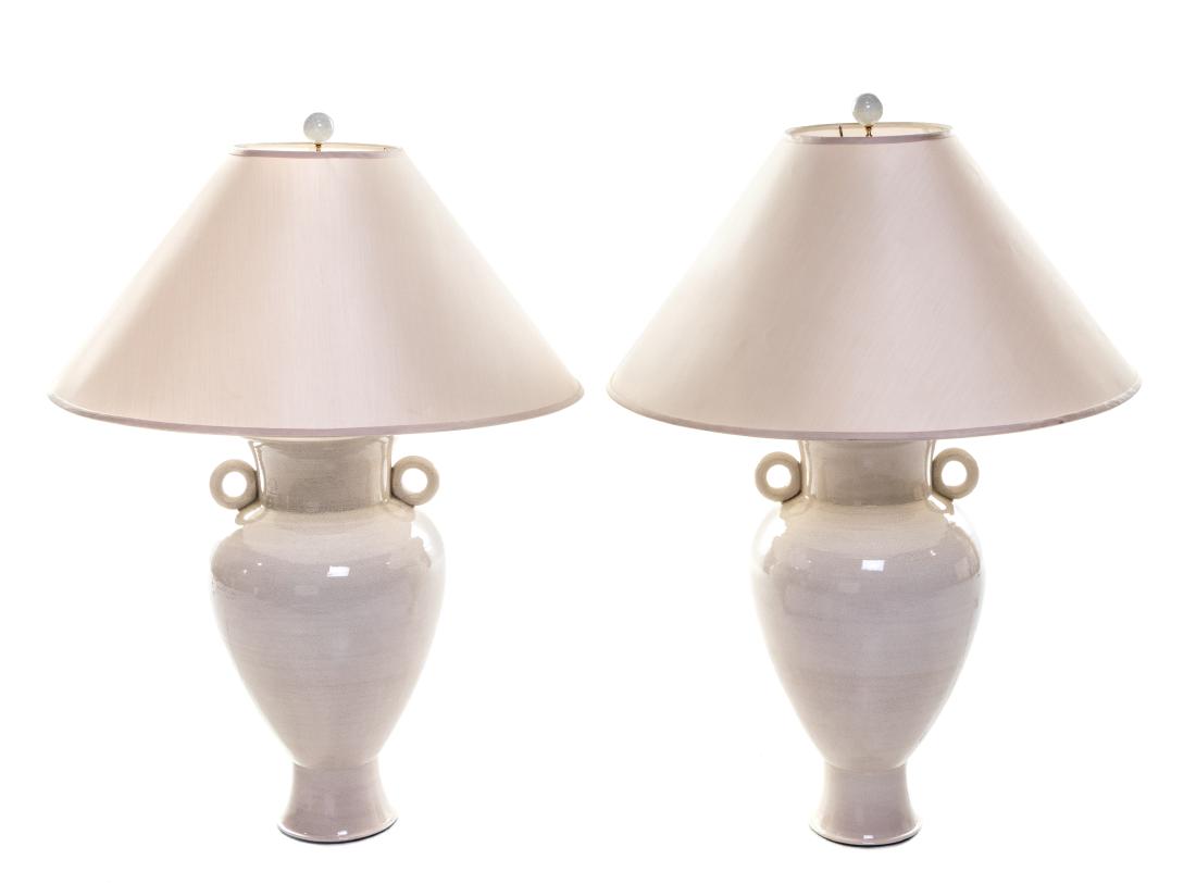 Modernist, Mid 20th Century, Pair of Crackle-Glaze (1 of 1)