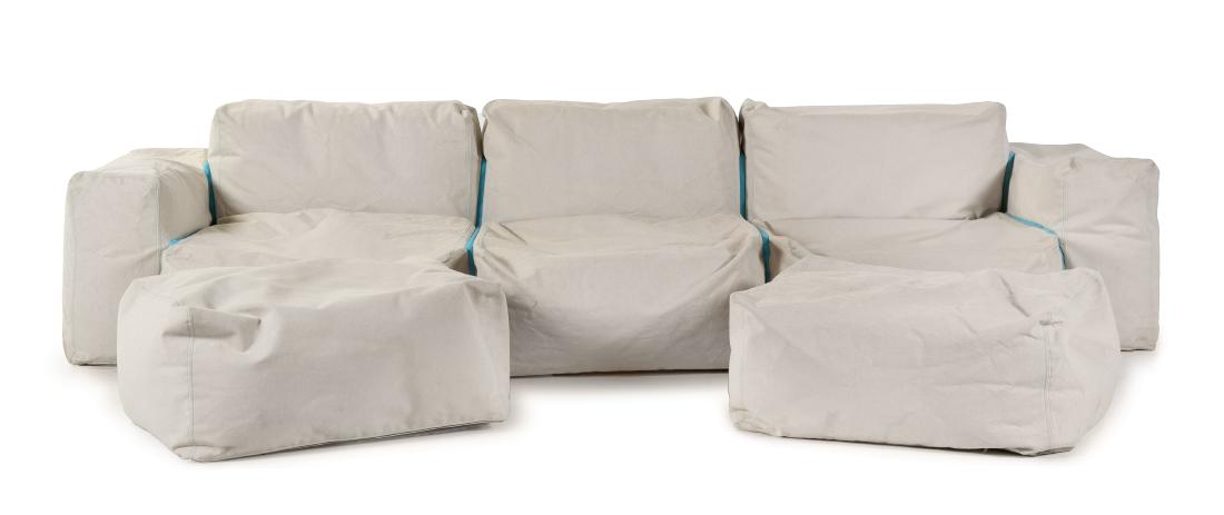 Jasper Morrison, (British, b. 1959), Superoblong Sofa: Jasper Morrison (British, b. 1959) Superoblong Sofa with Two Ottomans Cappellini, Italy upholstery Height 23 x width 106 x depth 48 inches