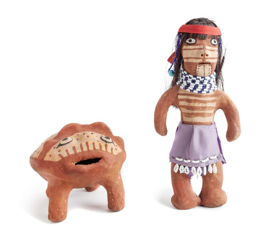 Two Pueblo Redware Figures Height of largest 8 1/2 (1 of 1)