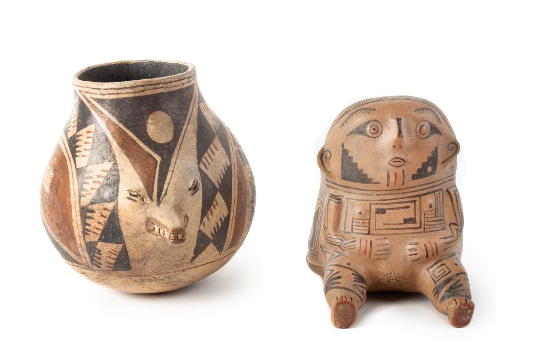 Two Cochiti Polychrome Pottery Vessels Height of (1 of 1)