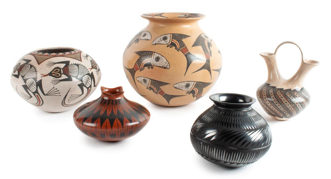 Five Mata Ortiz Polychrome Vases Height of largest 7 (1 of 1)