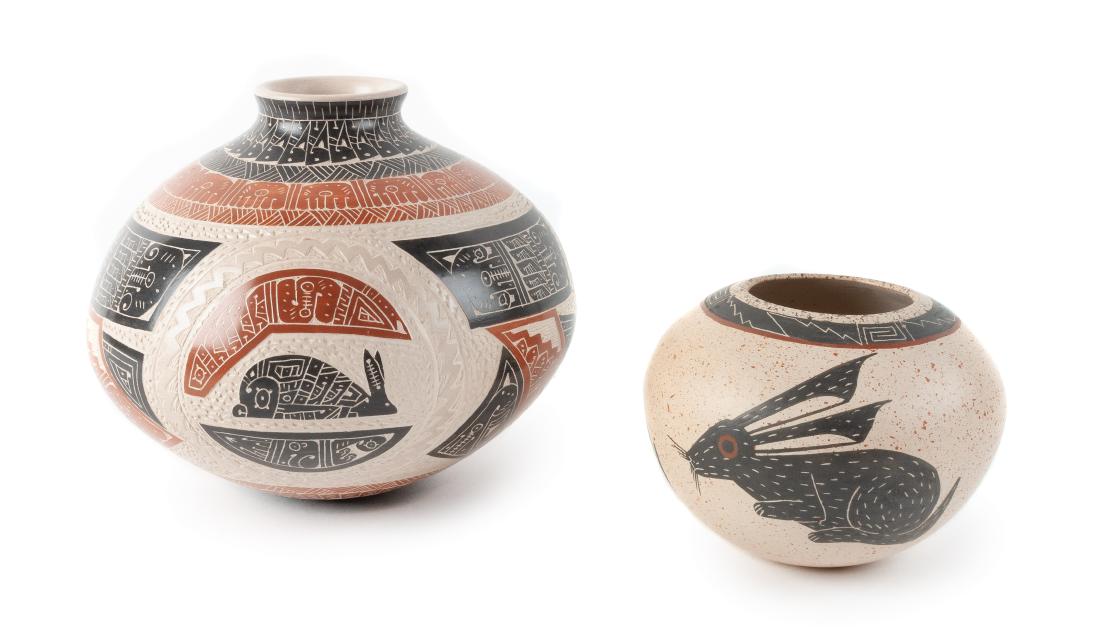 Two Mata Ortiz Polychrome Vases Height of larger 4 1/2 (1 of 1)