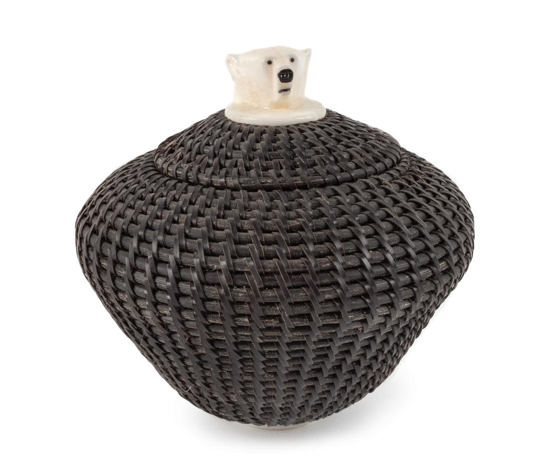 Eskimo Lidded Basket Height 3 1/2 inches (1 of 1)