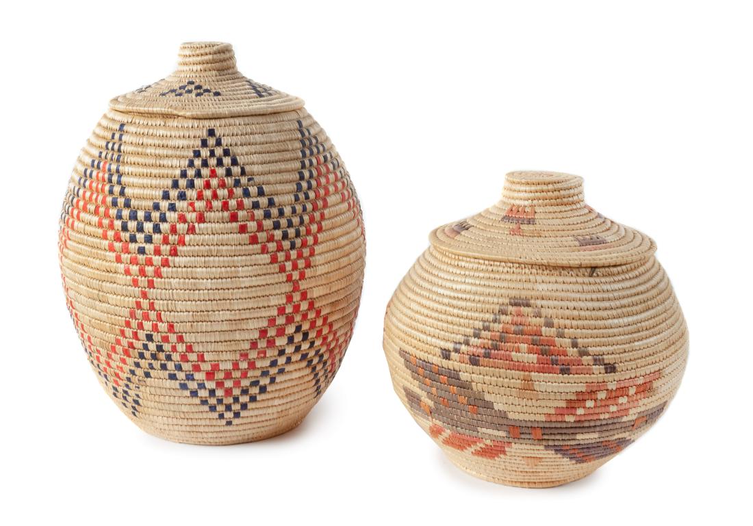 Two Eskimo Lidded Baskets Height of largest 9 inches (1 of 1)