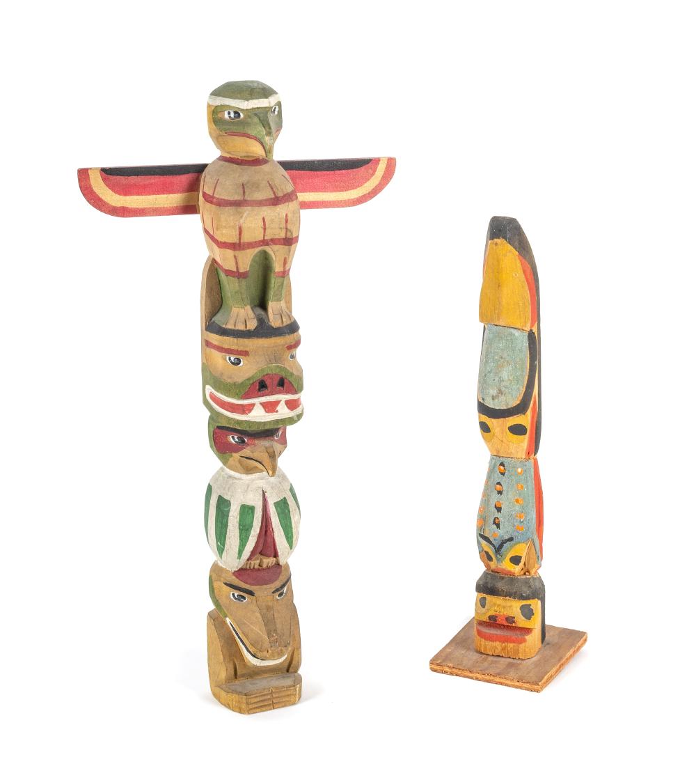 Two Miniature Northwest Coast Totem Poles Height of (1 of 1)