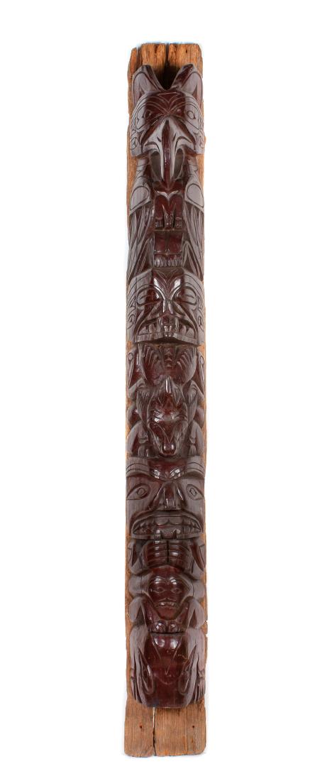 Northwest Coast Painted Carved Wood Totem Pole Height (1 of 1)