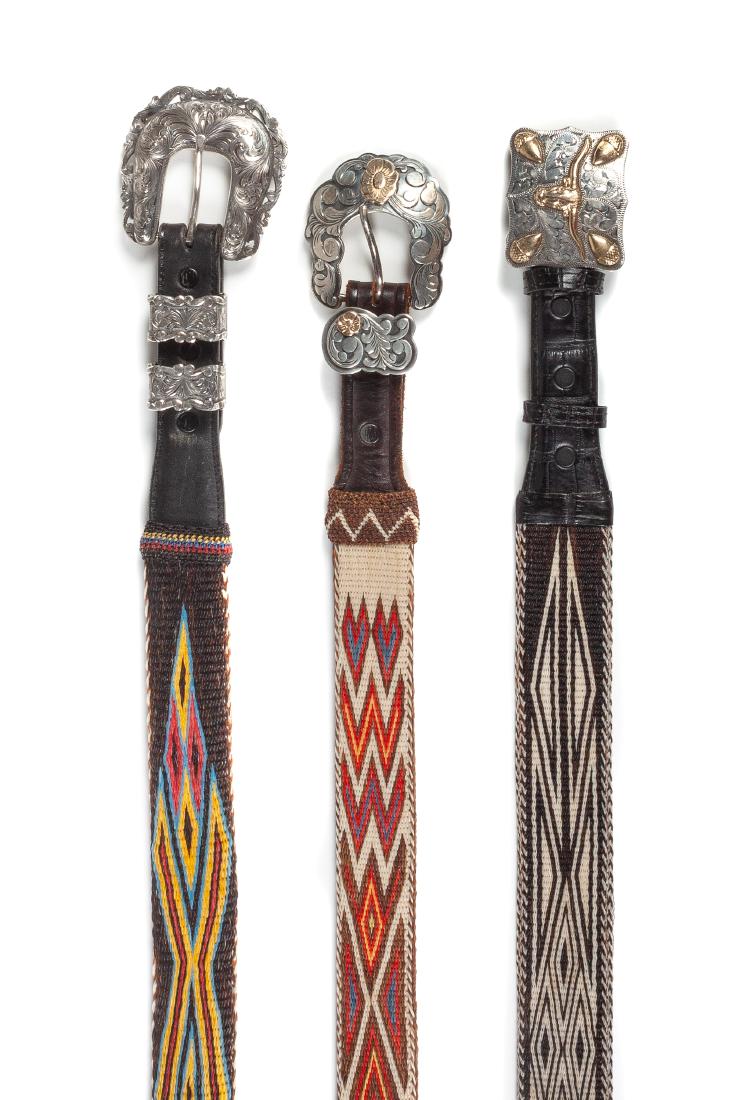 Three Western Style Horse Hair Belts Length of largest (1 of 2)