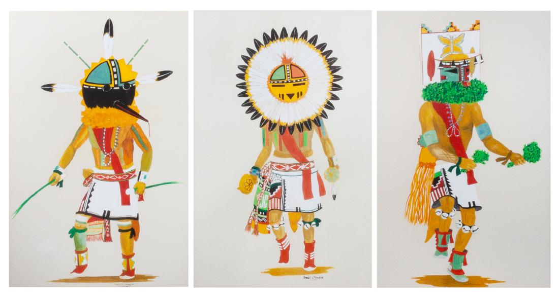 Daniel Growler 17 1/2 x 11 1/2 inches each: Daniel Growler 17 1/2 x 11 1/2 inches each (Paiute, 21st Century) Katchina Paintings Property from an Estate, Paradise Valley, AZ