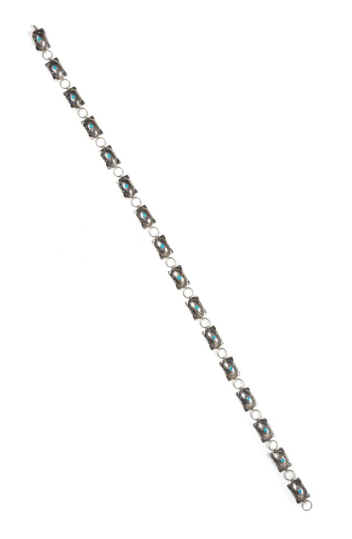 Silver and Turquoise Concho Belt Length 36 inches (1 of 2)