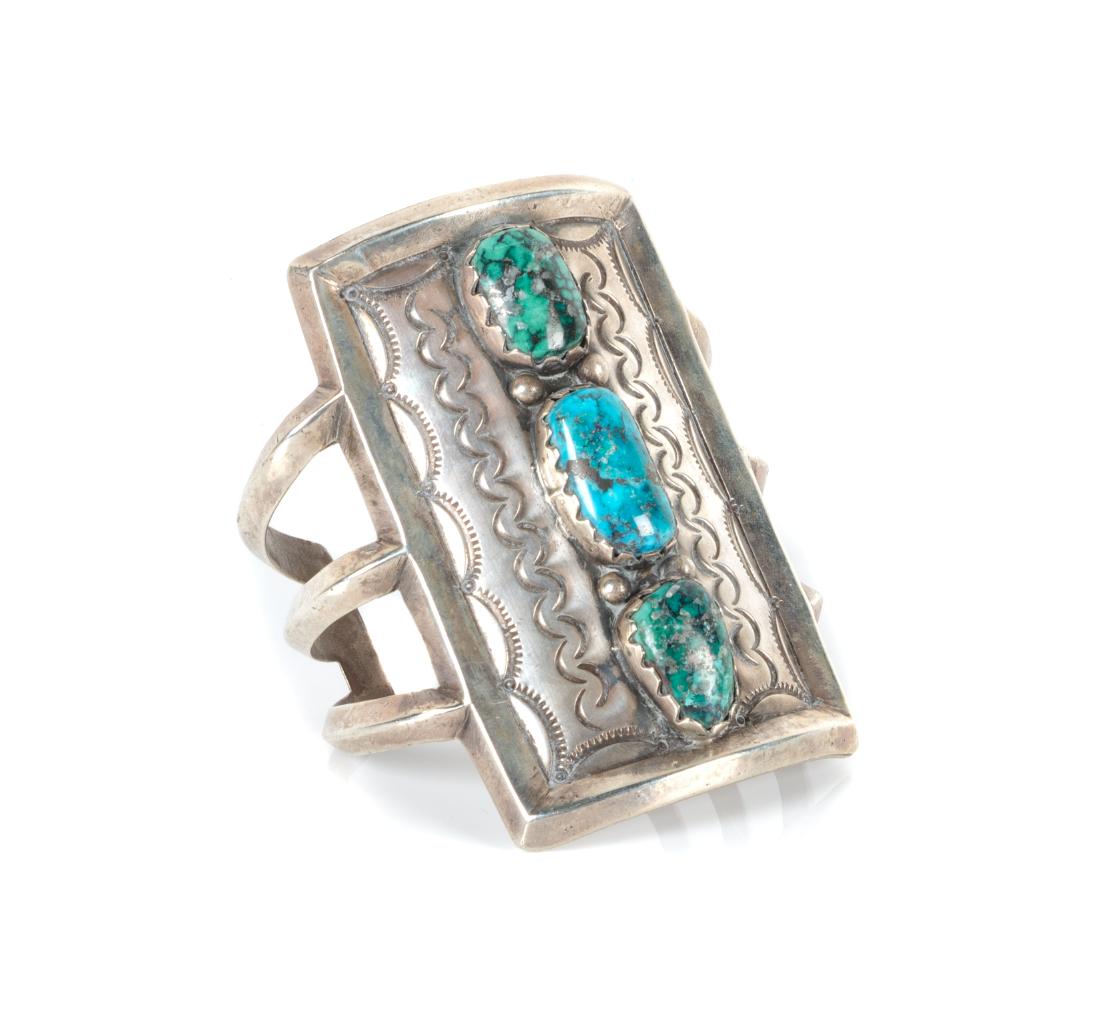 Navajo Silver and Turquoise Cuff Bracelet Circumference (1 of 1)