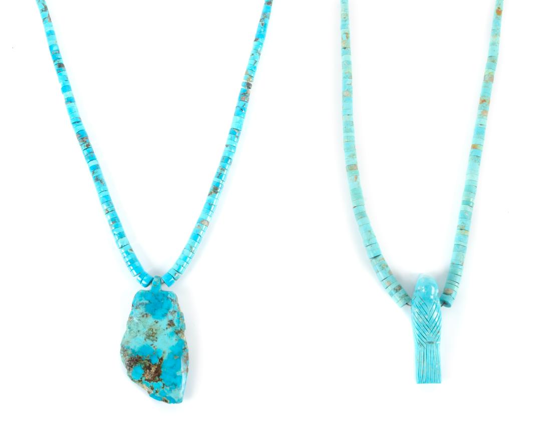 Two Carved Turquoise Pendants Length of larger 18 (1 of 1)