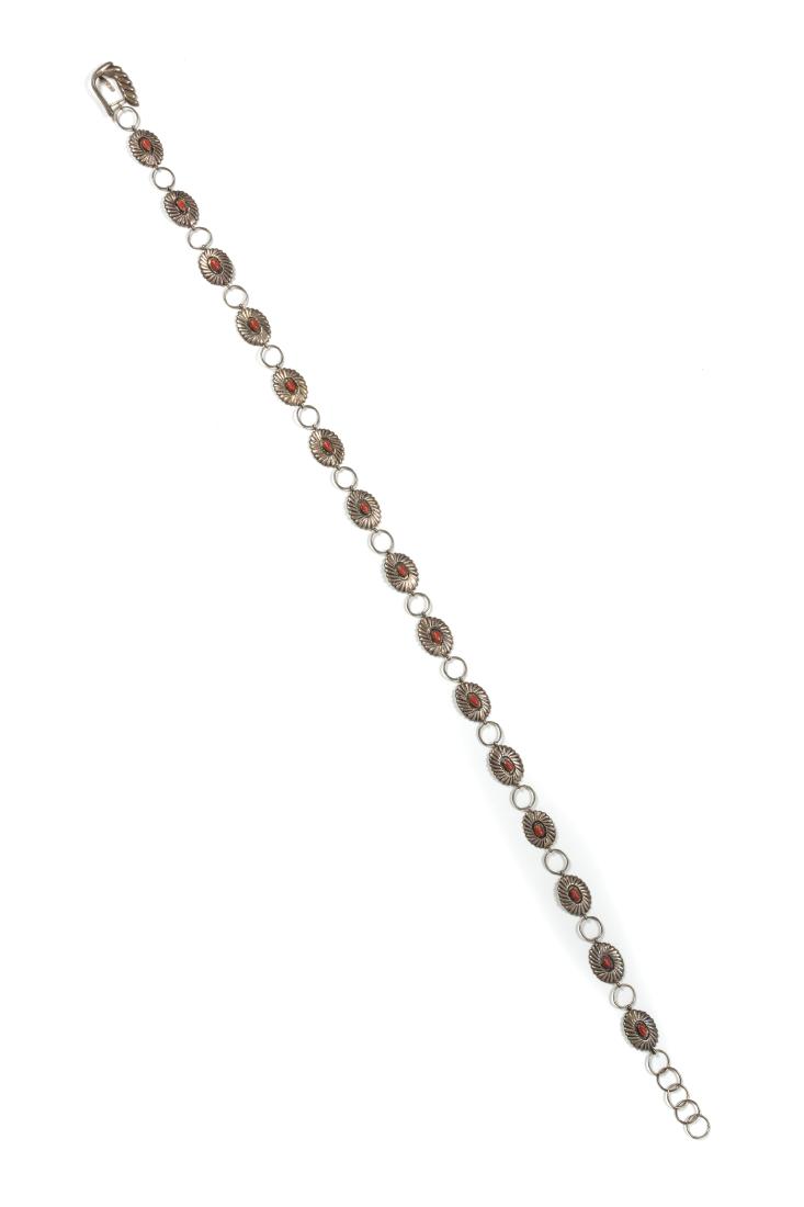 Southwestern Silver and Coral Concho Belt Length 32: Southwestern Silver and Coral Concho Belt Length 32 inches