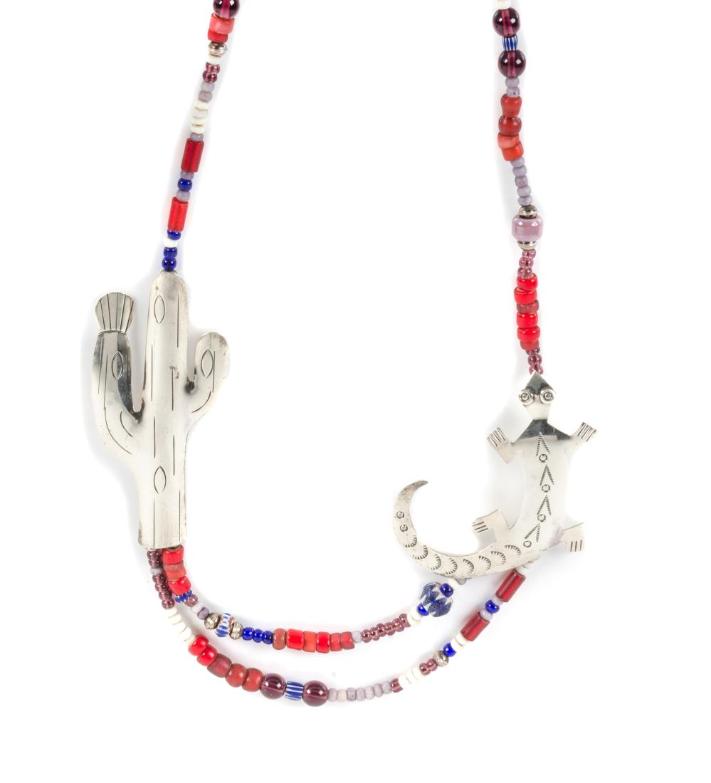 Southwester Silver Pendant and Bead Necklace Length 26 (1 of 1)