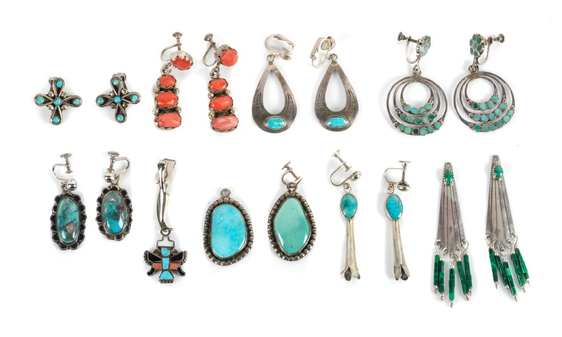 Eight Pairs of Southwestern Ear Clips Length of largest (1 of 1)