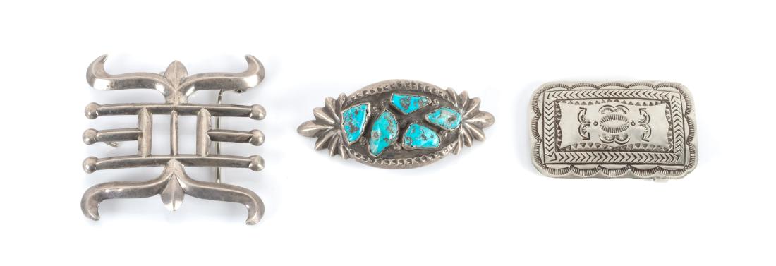 Three Navajo Belt Buckles Height of largest 3 1/2 (1 of 1)
