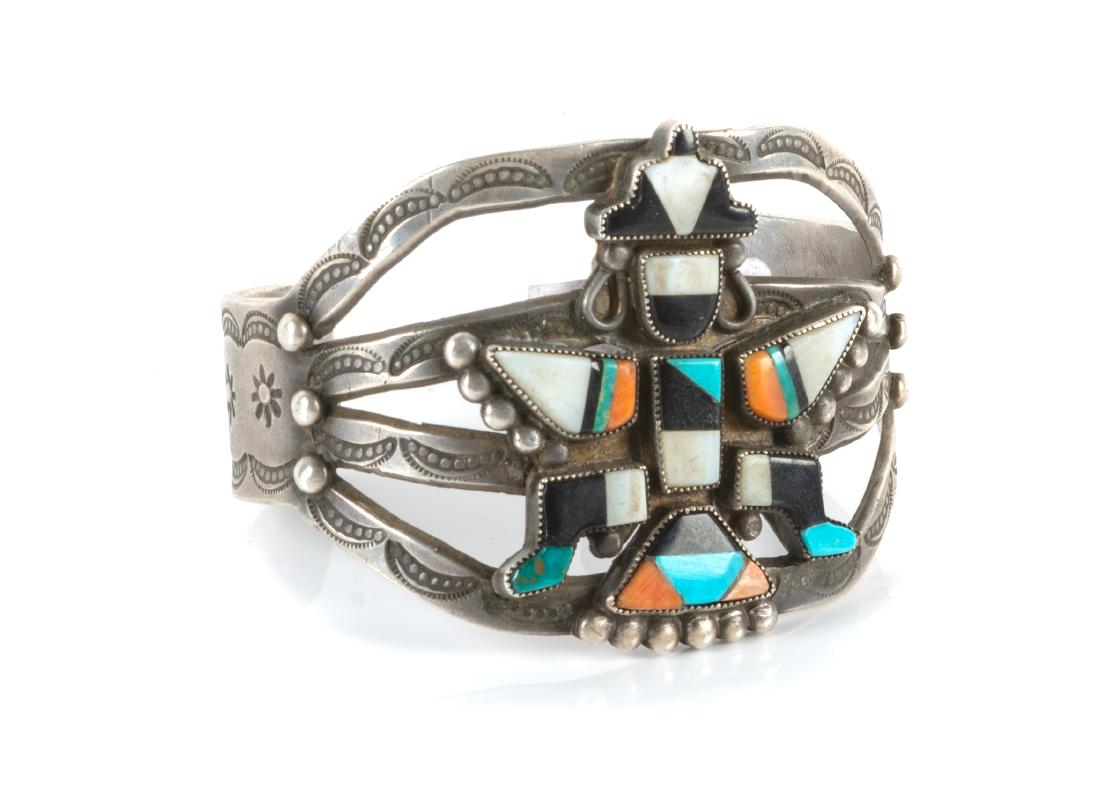 Zuni Knifewing Silver and Multi-Stone Inlay Cuff (1 of 1)