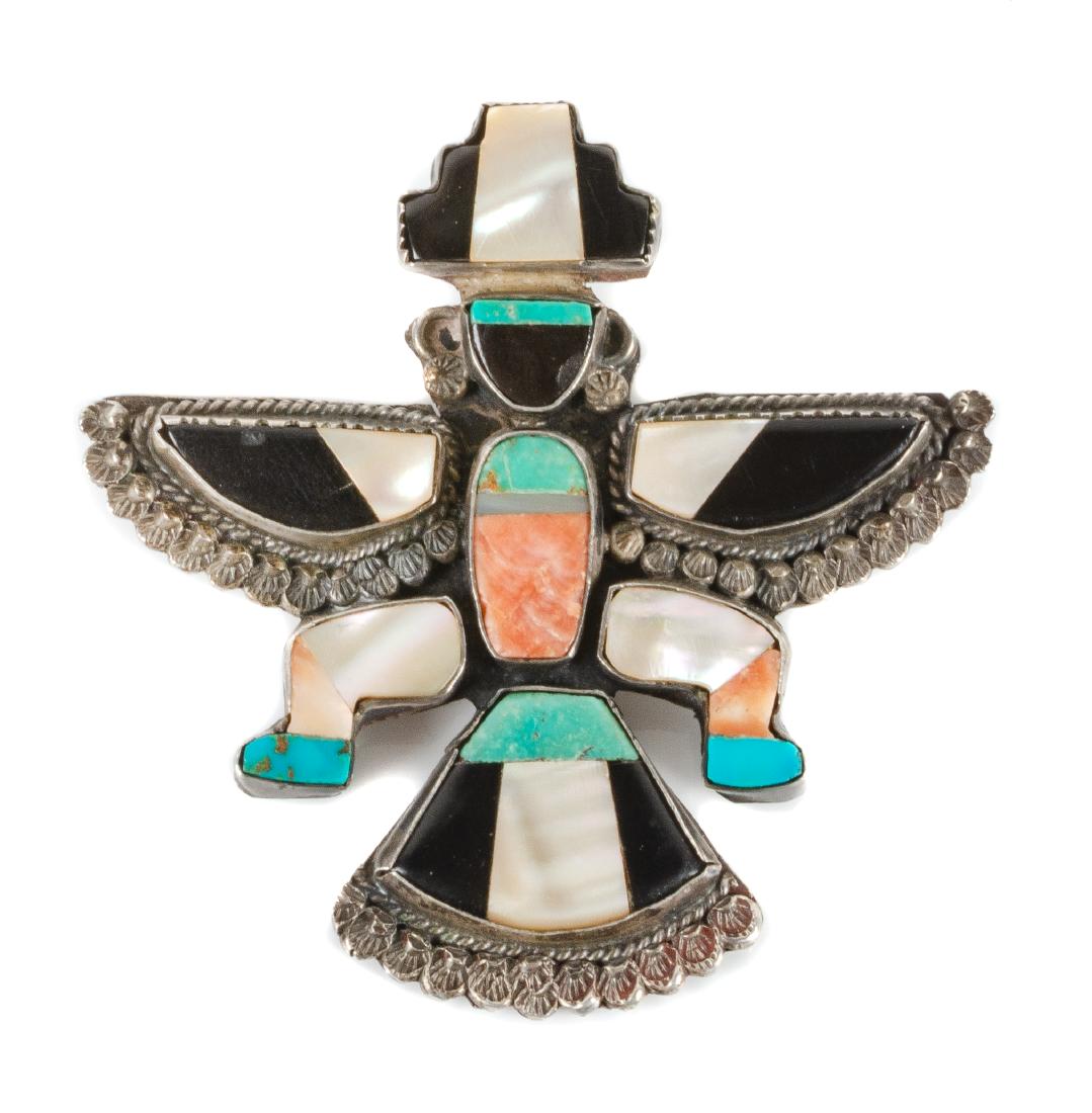 Zuni Silver and Multi-Stone Knifewing Brooch Height 2 (1 of 1)