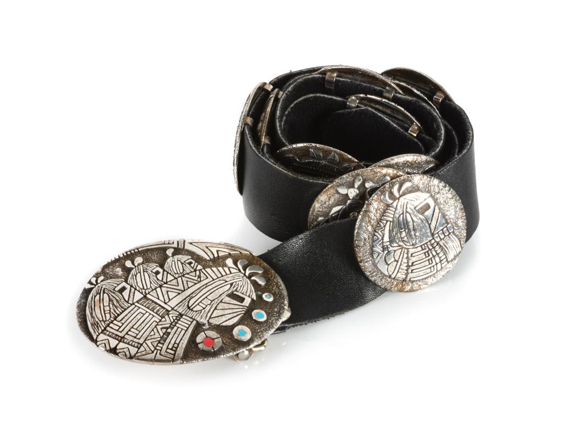 Hopi Style Silver Concho Belt Length 33 inches (1 of 2)