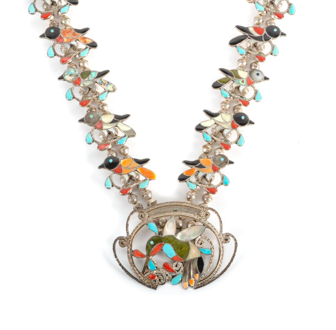 Zuni Silver and Multi-Stone Mosaic Inlay Hummingbird (1 of 1)