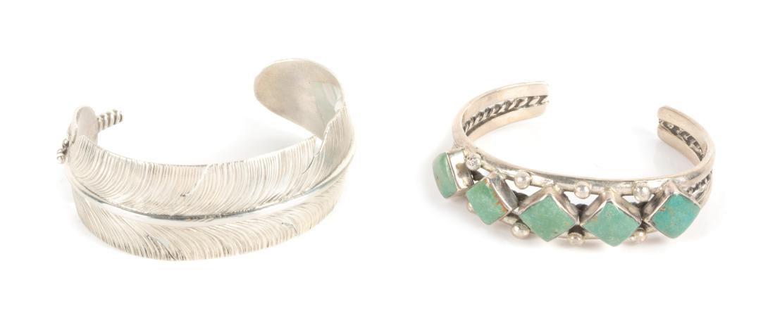 Southwestern Silver and Turquoise Cuff Bracelet Length (1 of 1)