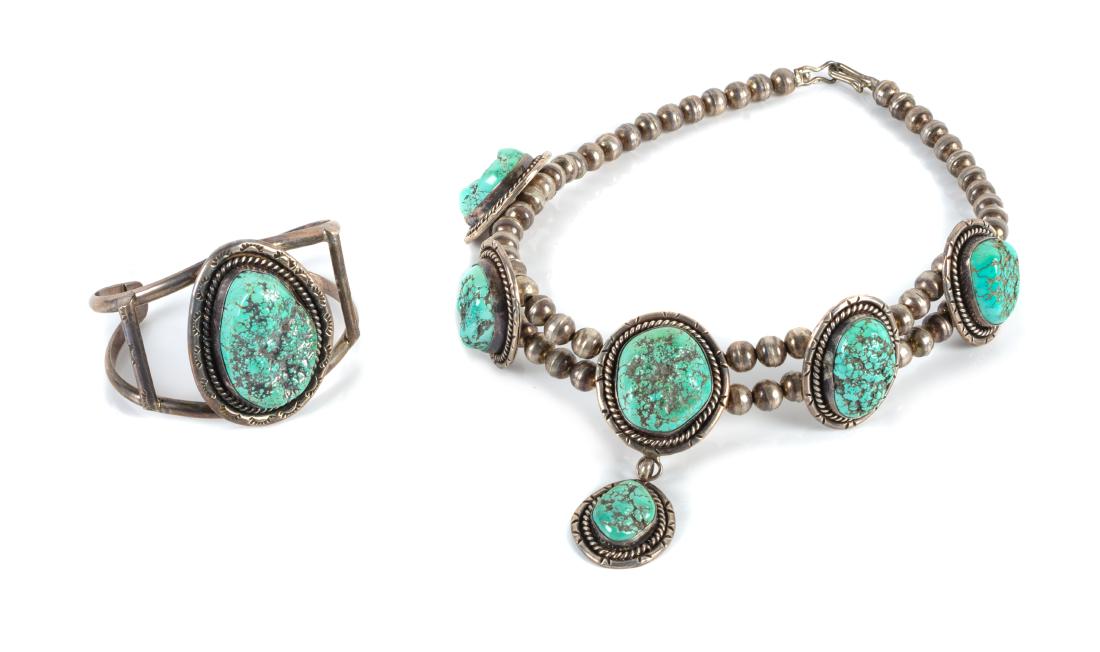 Southwestern Silver and Turquoise Necklace Length of (1 of 1)