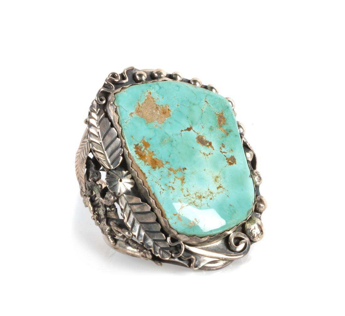 Large Southwestern Silver and Turquoise Cuff Bracelet (1 of 1)