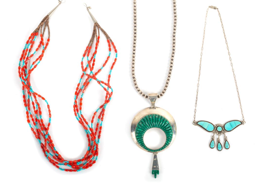 Southwestern Silver and Malachite Necklace Length of (1 of 1)